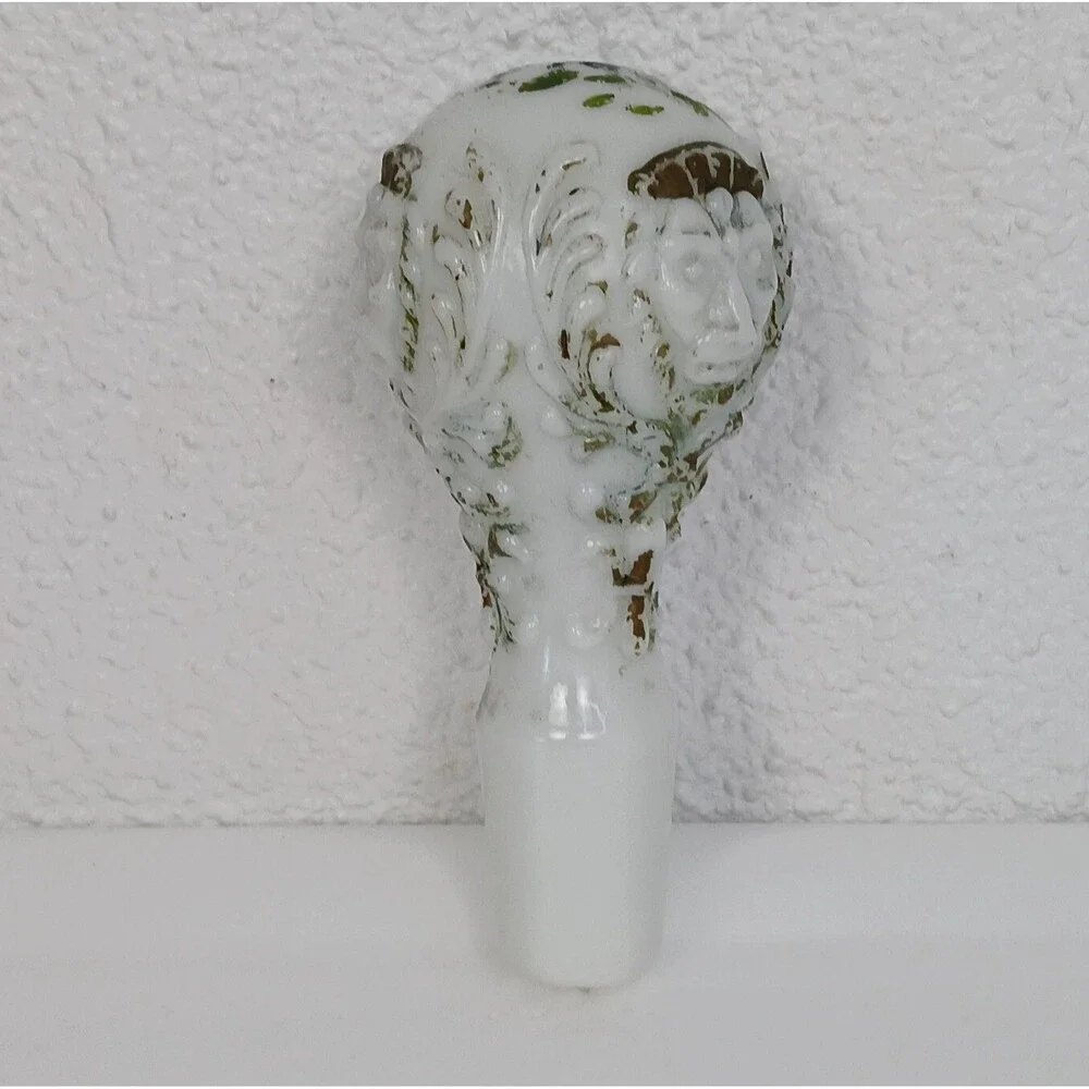 Antique Victorian Milk Glass Decanter Monkey Face Stopper Plug Replacement